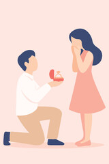 Marriage Proposal – Minimal Romantic Couple Vector