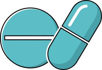 Turquoise pill and capsule medicine health care concept vector