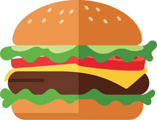 Juicy cheeseburger fast food icon flat design vector