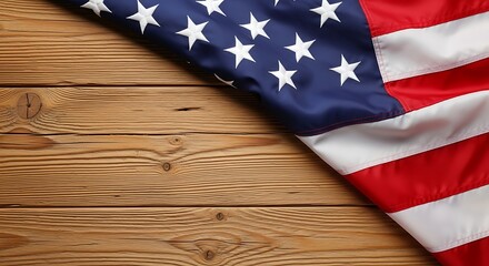 Fototapeta premium American flag on a wooden surface, symbolizing patriotism and national pride