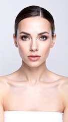 Fototapeta premium Woman with flawless makeup, neutral expression