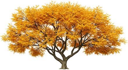 golden tree with bright autumn leaves