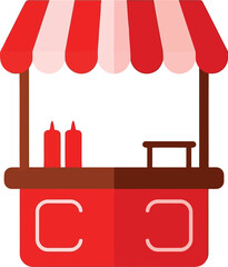 Vibrant red food stall booth with ketchup and mustard vector