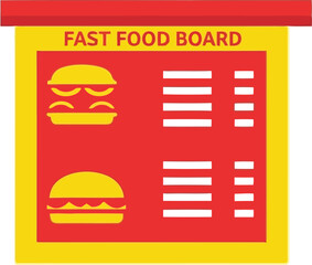 Vibrant fast food menu board with burgers and drinks display vector