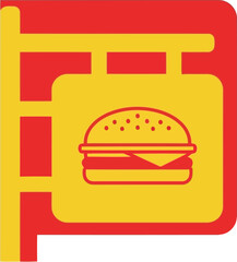 Burger restaurant signage modern flat icon food service branding vector