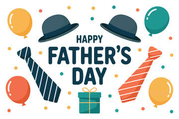Happy Father's Day Greeting Card Illustration with Hats and Ties