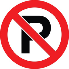 No parking sign prohibition symbol red circle isolated vector