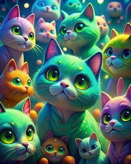 Fototapeta premium Cartoon Cat Illustration Cute Cat Artwork