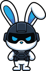 Cute Tactical Rabbit Soldier Cartoon Mascot Character
