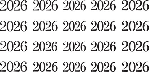 Minimalist repeating 2026 text design simple typography for year announcement and future themes