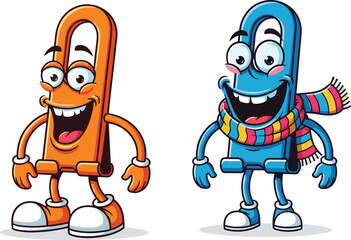 Cartoon paper clips, smiling faces, colorful office supplies, kids stationery, animated characters, playful design, cheerful tools, fun classroom decor, expressive accessories