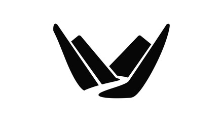 Abstract Symbol Stylized Hands Reaching Upward in Black and White.