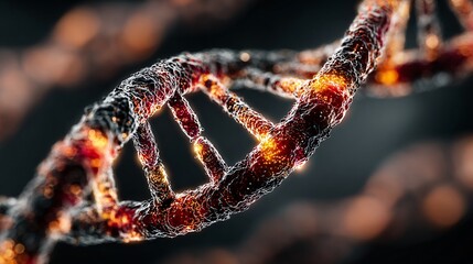 Intricate Macro View of a Colorful DNA Helix with Glowing Elements