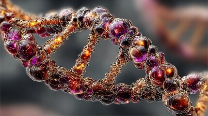 Intricate DNA Helix Model with Colorful Molecules and Structures