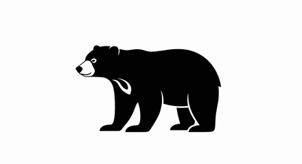Fototapeta premium Black Bear Silhouette Standing Side View.