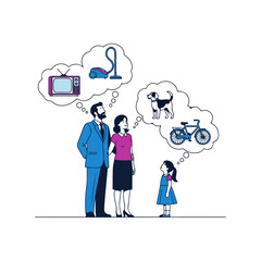 Family contemplating future aspirations and desires together as a unit.