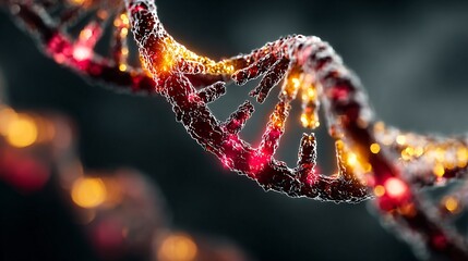 Intricate Structure of DNA Molecule with Glowing Elements and Colors