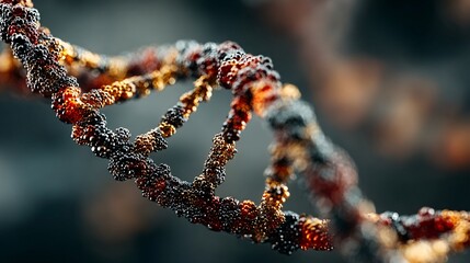 Abstract 3D Rendering of Colorful DNA Helix Structure on Dark Background