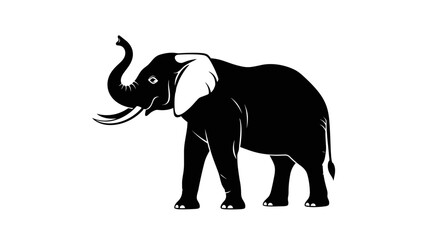 Obraz premium Black silhouette of a majestic elephant standing proud.