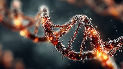 Vibrant Molecular Structure with Glowing DNA Helix in Animation Style