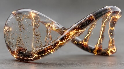 Intricate DNA Structure with Glowing Energy - Science Concept Art