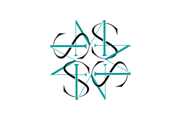 AS Monogram Logo – Overlapping and Rotated Letters A and S Form a Balanced, Intricate Symbol Design