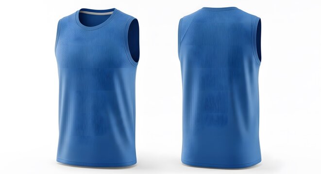 Mockup Design with Blue Sleeveless Jersey and Front and Back View