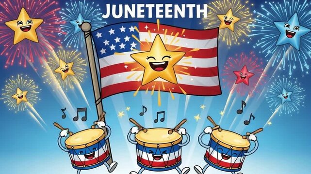 Juneteenth Celebration with Drums and Fireworks.