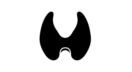 Human Thyroid Gland Silhouette Isolated on White Background.