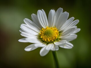 Obraz premium Close up ro photograph of a white daisy flower with a vibrant yellow center
