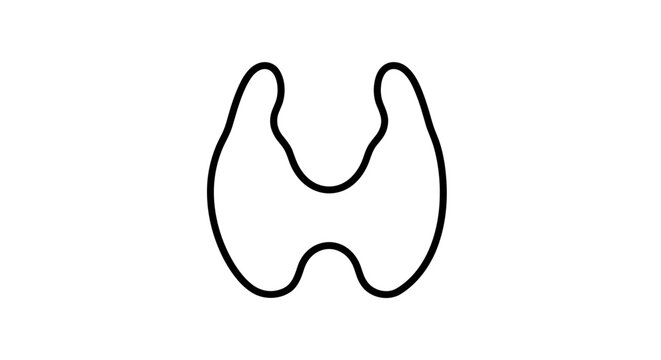 Human thyroid gland simple line art icon.