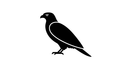 Majestic Black Hawk Silhouette Standing Proudly on a White Background.