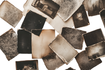 Old Photographs Scattered Black Background isolated on a transparent background