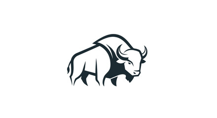 Minimalist black and white American bison logo design.