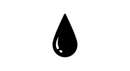 Fototapeta premium Minimalist black ink drop symbol on a plain background.