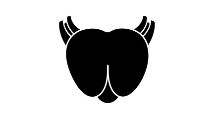 Minimalist black silhouette of a heart with devil horns.