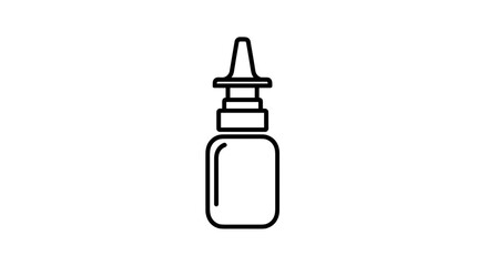 Nasal spray bottle simple line art icon isolated on white background.