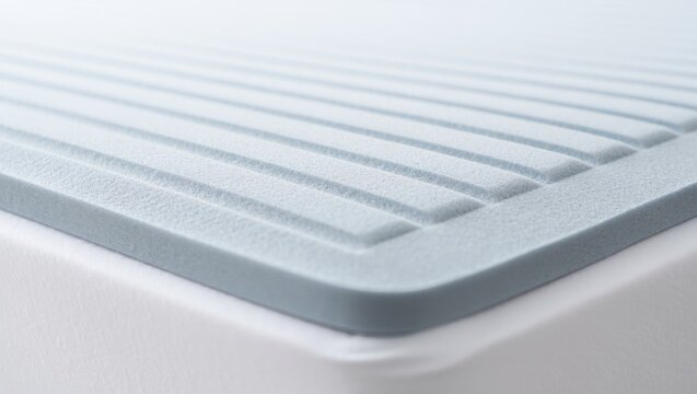 Close up of a textured light gray surface with parallel raised lines