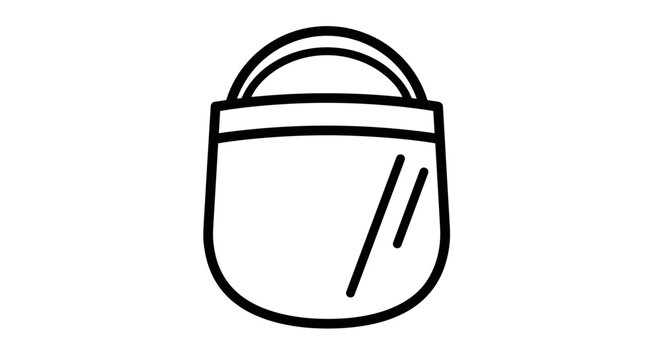 Protective face shield visor line art icon isolated on white.