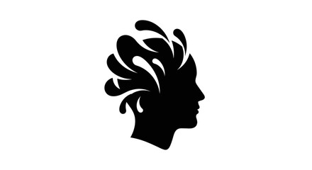 Silhouette of a head with water splash creative design.
