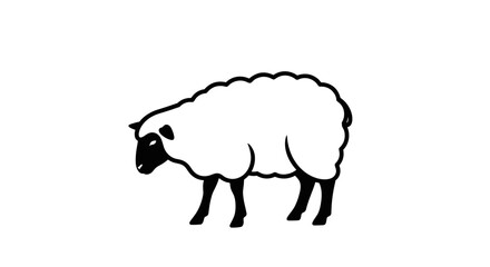 Simple black and white illustration of a sheep.