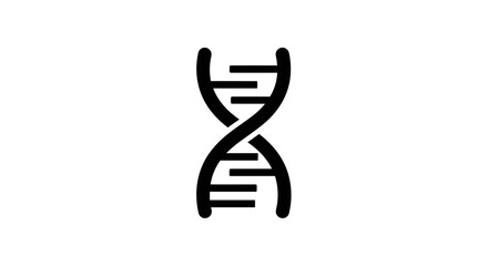 Simple black DNA double helix icon isolated on white background.