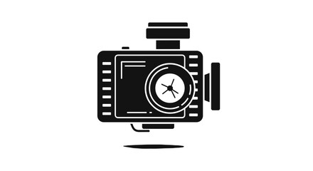 Simple black glyph icon of a car dashboard camera.