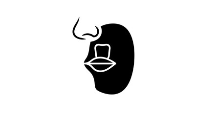 Simple black glyph icon of a facial treatment patch.