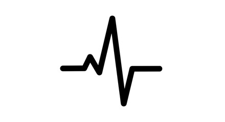 Simple black heartbeat line icon on a white background.