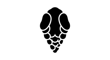 Simple black hop cone glyph icon isolated on white.