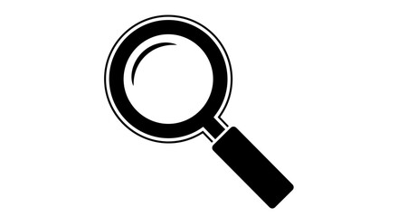 Simple black magnifying glass icon isolated on white background.
