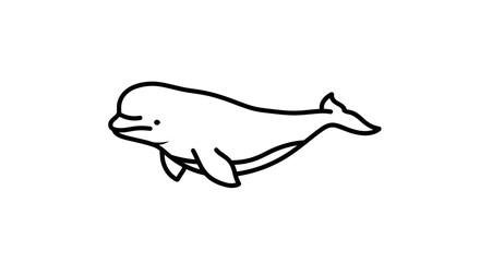 Obraz premium Simple line drawing of a beluga whale on white background.