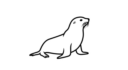 Obraz premium Simple Line Drawing of a Seal.