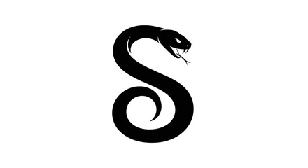 Fototapeta premium Stylized Black Snake Silhouette S Shape.